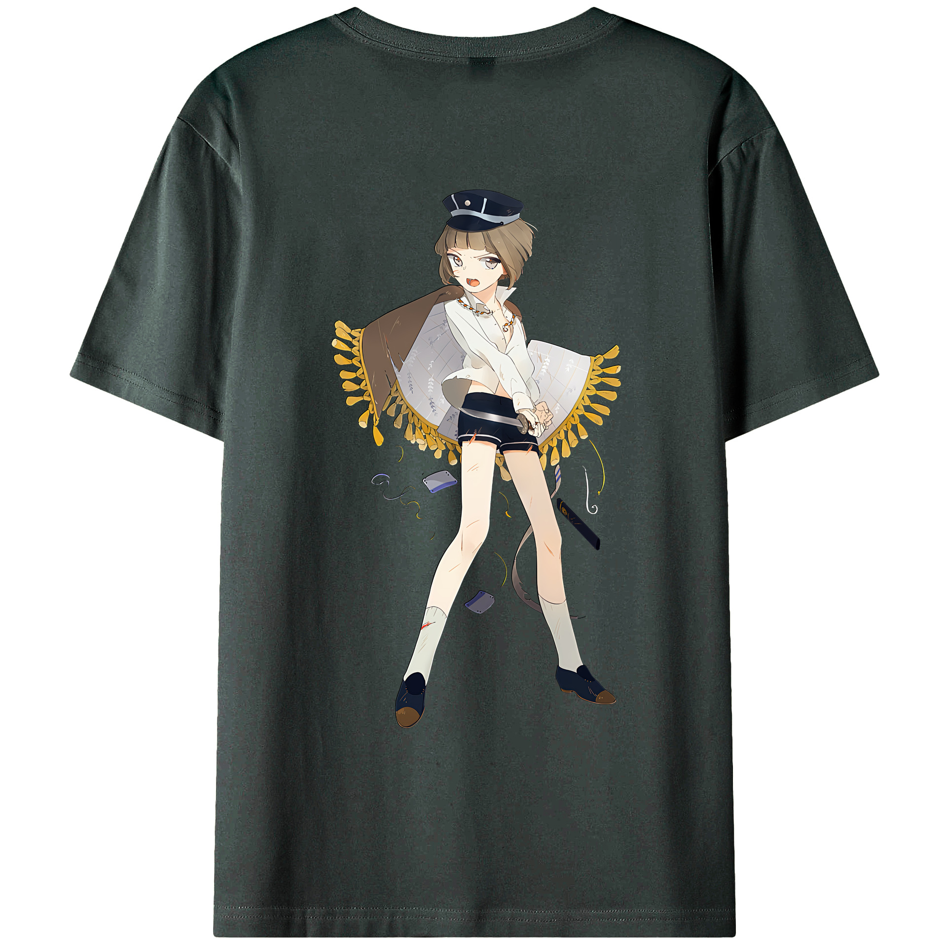 （画像用） 刀剣乱舞 Touken Ranbu 綿100％ メンズ半袖Tシャツ（バックプリント） 通気性